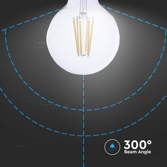 E27 4W(840Lm) LED-lambi hõõgniit, V-TAC, IP20, G95, soe valge valgus 3000K