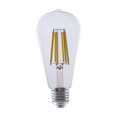 E27 4W(840Lm) LED-lampa Filament, V-TAC, IP20, ST64, varmvitt ljus 3000K