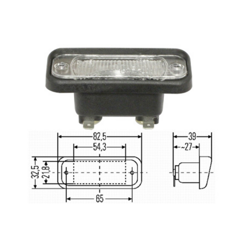 Auto numuru gaismeklis, melns, SV8.5, 83x33mm