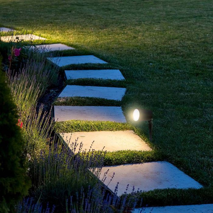 7W(520Lm) LED SMART zemē spraužams gaismeklis, savietojams ar AMAZON ALEXA & GOOGLE HOME, 3IN1+RGB, IP65, melns