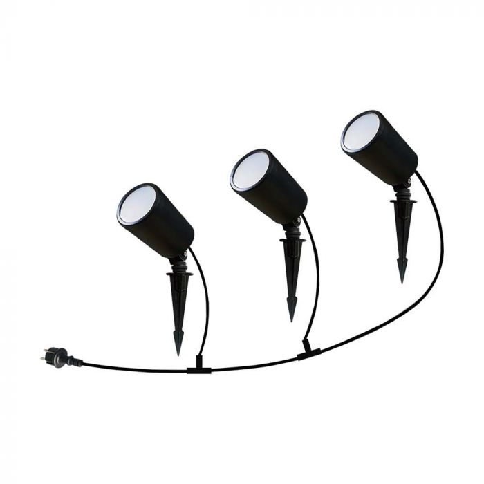 3x7W(520Lm) LED SMART dold armatur, kompatibel med AMAZON ALEXA & GOOGLE HOME, 3IN1+RGB, IP65, svart