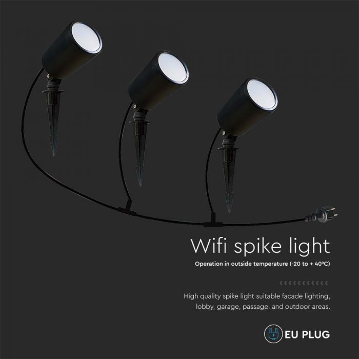 3x7W(520Lm) LED SMART ground plug-in light, compatible with AMAZON ALEXA &amp; GOOGLE HOME, 3IN1+RGB, IP65, black
