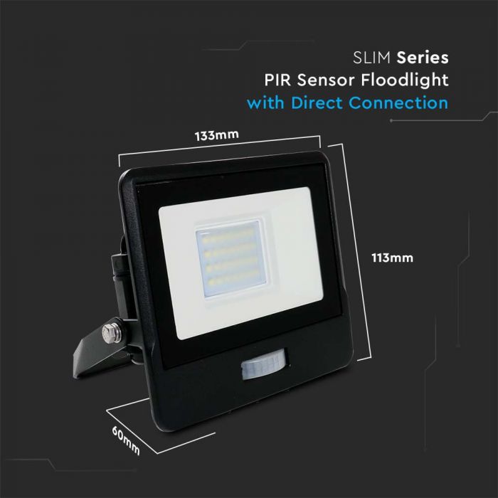 10W(725Lm) LED Spotlight with motion sensor PIR, compatible with AMAZON ALEXA &amp; GOOGLE HOME, V-TAC, RGB+3IN1, black body, RGB+3000K-6500K