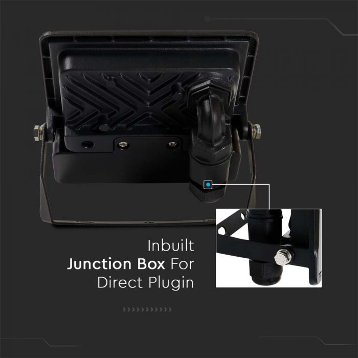 10W(725Lm) LED Prožektors ar kustības sensoru PIR, savietojams ar AMAZON ALEXA & GOOGLE HOME, V-TAC, RGB+3IN1, melns korpuss, RGB+3000K-6500K