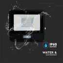 10W(725Lm) LED Prožektors ar kustības sensoru PIR, savietojams ar AMAZON ALEXA & GOOGLE HOME, V-TAC, RGB+3IN1, melns korpuss, RGB+3000K-6500K