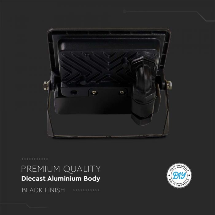 10W(725Lm) LED Prožektors ar kustības sensoru PIR, savietojams ar AMAZON ALEXA & GOOGLE HOME, V-TAC, RGB+3IN1, melns korpuss, RGB+3000K-6500K