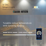 10W(725Lm) LED Spotlight with motion sensor PIR, compatible with AMAZON ALEXA &amp; GOOGLE HOME, V-TAC, RGB+3IN1, black body, RGB+3000K-6500K