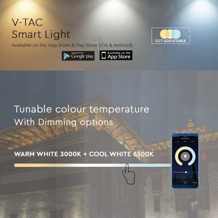 10W(725Lm) LED Spotlight with motion sensor PIR, compatible with AMAZON ALEXA &amp; GOOGLE HOME, V-TAC, RGB+3IN1, black body, RGB+3000K-6500K
