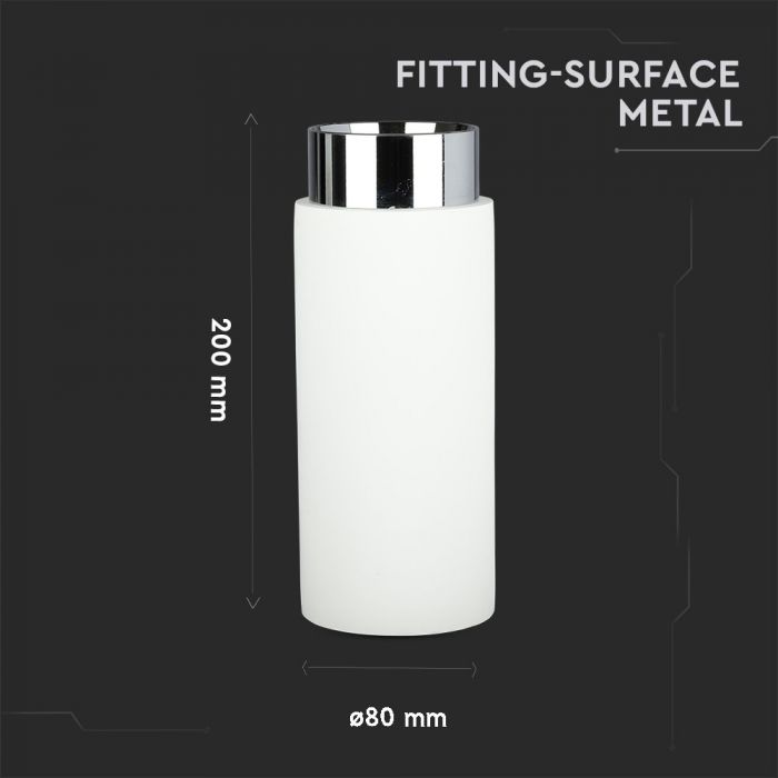 GU10 Gipsram, rund, vit/krom, Ø80x200mm, V-TAC