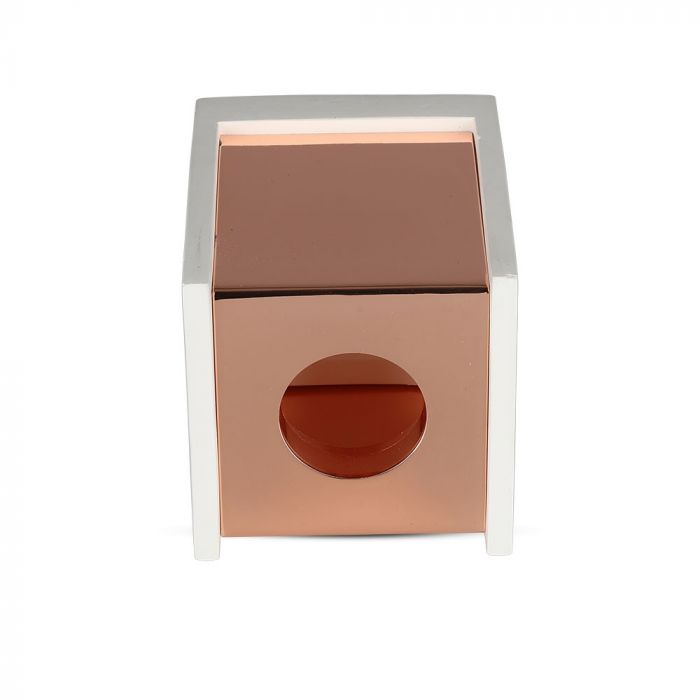 GU10 Рамка для гипса, квадратная, белый/золотая роза, 100x100x130 мм, V-TAC