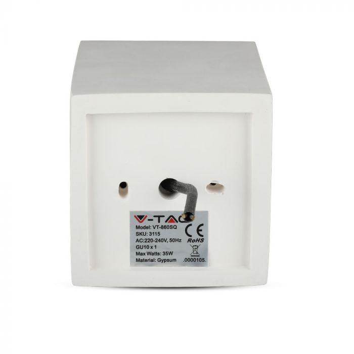 GU10 Рамка для гипса, квадратная, белый/золотая роза, 100x100x130 мм, V-TAC