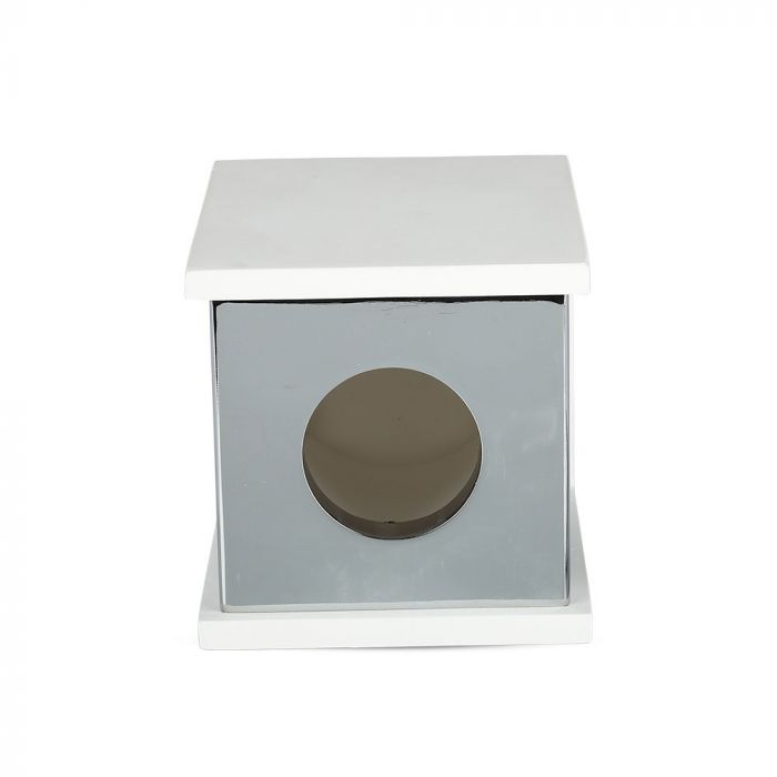 GU10 Plaster frame, square, white/chrome, 100x100x130mm, V-TAC