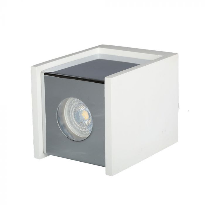 GU10 Plaster frame, square, white/chrome, 100x100x130mm, V-TAC