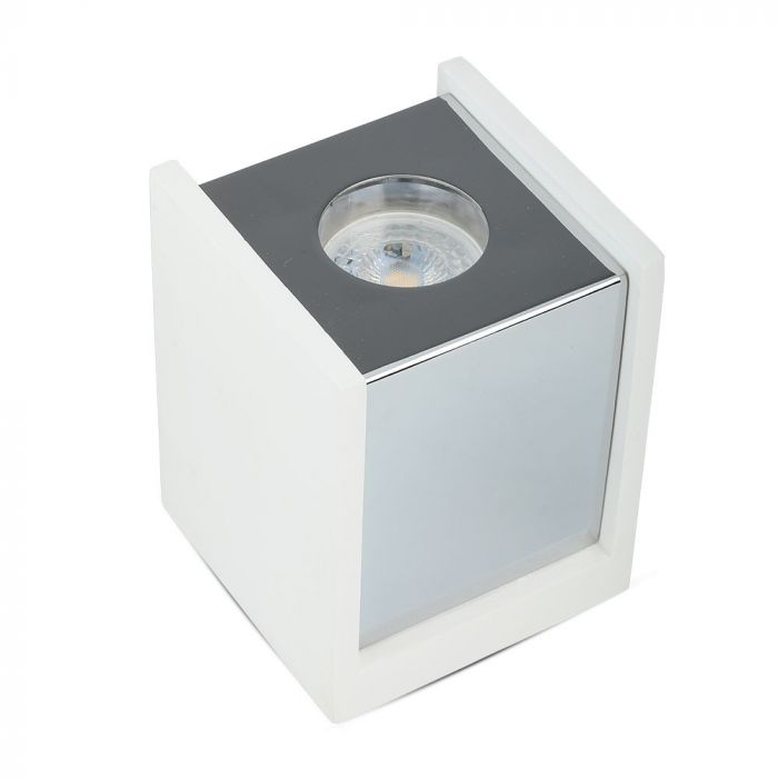 GU10 Plaster frame, square, white/chrome, 100x100x130mm, V-TAC