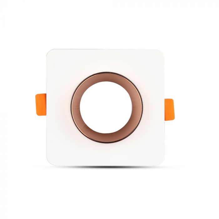 GU10 iebūvējams ģipša karkass/armatūra, kvadrāta formas, balts/golden rose,100x100x40mm, iebūv. izm. Ø80mm, V-TAC