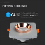 GU10 recessed plaster frame/fixture, square, grey/golden rose, 100x100x40mm, recessed. izm. Ø80mm, V-TAC