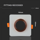 GU10 infälld gipsram/armatur, kvadratisk, grå/gyllenrosa, 100x100x40mm, infälld.  Ø80mm, V-TAC