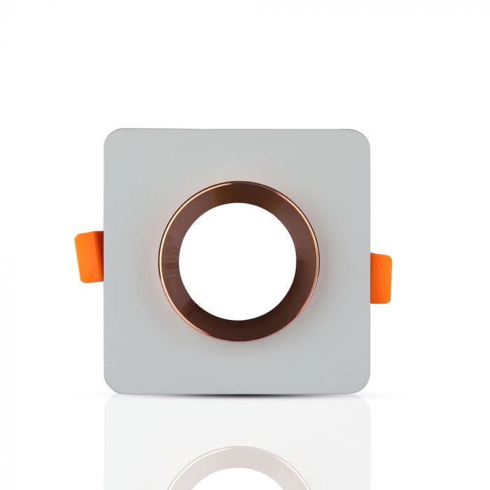 GU10 infälld gipsram/armatur, kvadratisk, grå/gyllenrosa, 100x100x40mm, infälld.  Ø80mm, V-TAC
