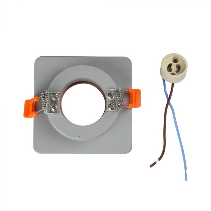 GU10 infälld gipsram/armatur, kvadratisk, grå/gyllenrosa, 100x100x40mm, infälld.  Ø80mm, V-TAC