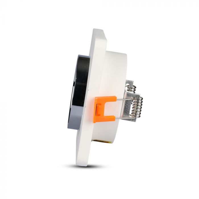 GU10 recessed plaster frame/fixture, square, white/chrome, 100x100x40mm, recessed. Size: 5 mm Ø80mm, V-TAC