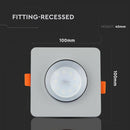 Встраиваемая гипсовая рамка/светильник GU10, квадратная, серый/хром, 100x100x40 мм, встраиваемая. Размер: 5 мм Ø80 мм, V-TAC