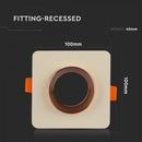 GU10 süvistatav kipsraam/valgusti, kandiline, naturaalvalge/kuldne roos, 100x100x40mm, süvistatav. Suurus: 3,5 mm Ø80mm, V-TAC