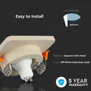 GU10 süvistatav kipsraam/valgusti, kandiline, naturaalvalge/kuldne roos, 100x100x40mm, süvistatav. Suurus: 3,5 mm Ø80mm, V-TAC