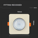 GU10 infälld gipsram/armatur, kvadratisk, offwhite/krom, 100x100x40mm, infälld. Storlek: 3,5 mm Ø80 mm, V-TAC