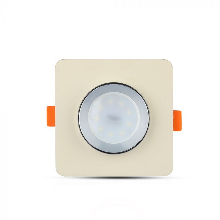 GU10 infälld gipsram/armatur, kvadratisk, offwhite/krom, 100x100x40mm, infälld. Storlek: 3,5 mm Ø80 mm, V-TAC