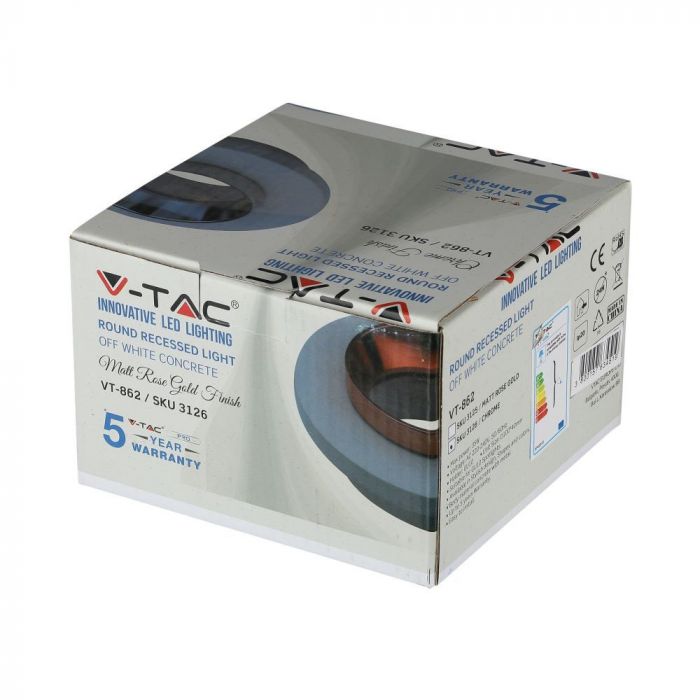 GU10 iebūvējams ģipša karkass/armatūra, apaļas formas, off white/hromēts, Ø100x40mm, iebūv. izm. Ø80mm, V-TAC