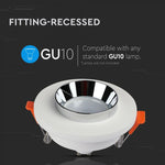 GU10 recessed plaster frame/fixture, round, white/chrome, Ø100x40mm, recessed. Size: mm Ø80mm, V-TAC