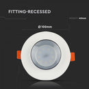 GU10 встраиваемая гипсовая рамка/светильник, круглая, белый/хром, Ø100x40 мм, встраиваемая. Размер: 5 мм Ø80 мм, V-TAC