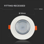 GU10 recessed plaster frame/fixture, round, white/chrome, Ø100x40mm, recessed. Size: mm Ø80mm, V-TAC