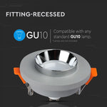 GU10 recessed plaster frame/fixture, round, grey/chrome, Ø100x40mm, recessed. size: 4040x40x40x40x40x40x40x40. Ø80mm, V-TAC