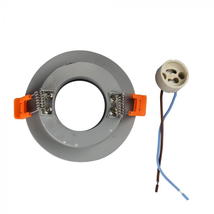 GU10 recessed plaster frame/fixture, round, grey/chrome, Ø100x40mm, recessed. size: 4040x40x40x40x40x40x40x40. Ø80mm, V-TAC