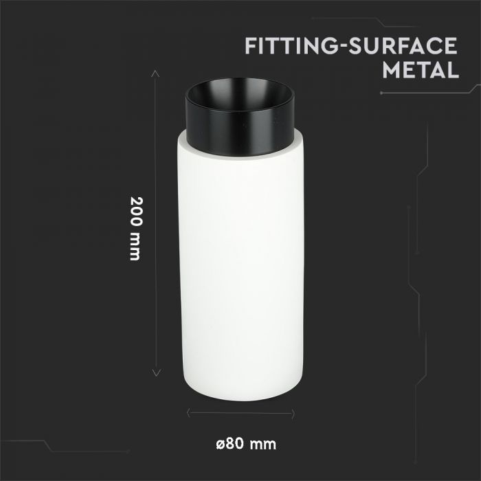 GU10 Gipsram, rund, vit/svart, Ø80x200mm, V-TAC