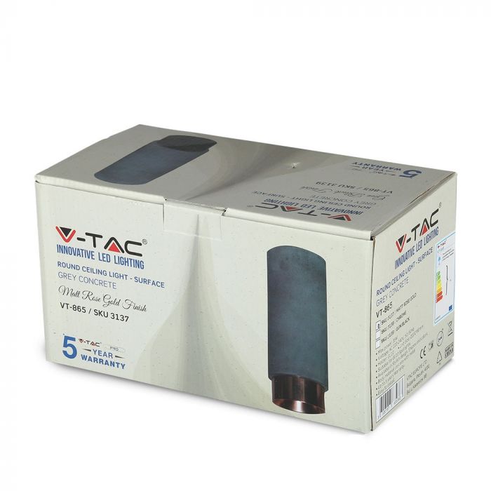 GU10 Gipsram, rund, vit/svart, Ø80x200mm, V-TAC