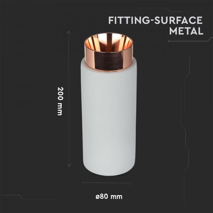 GU10 Gipsram, rund, vit/svart, Ø80x200mm, V-TAC