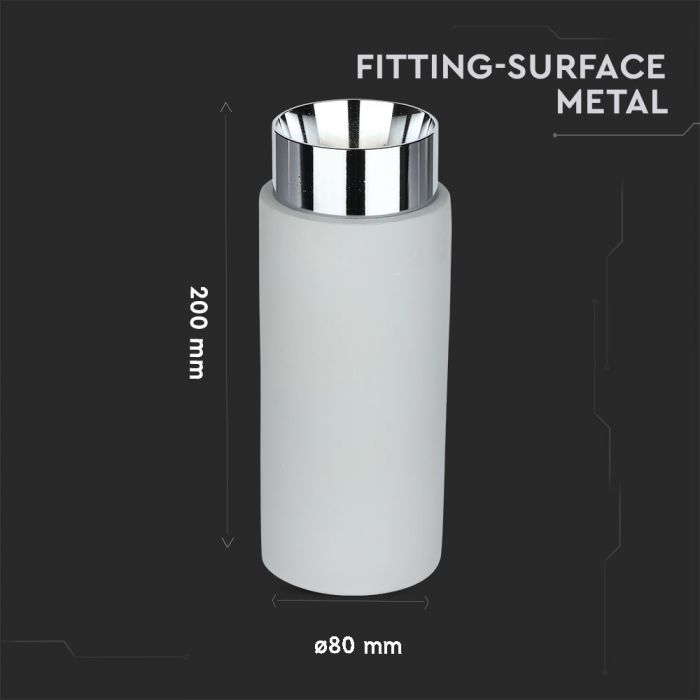 GU10 Gipsram, rund, vit/svart, Ø80x200mm, V-TAC