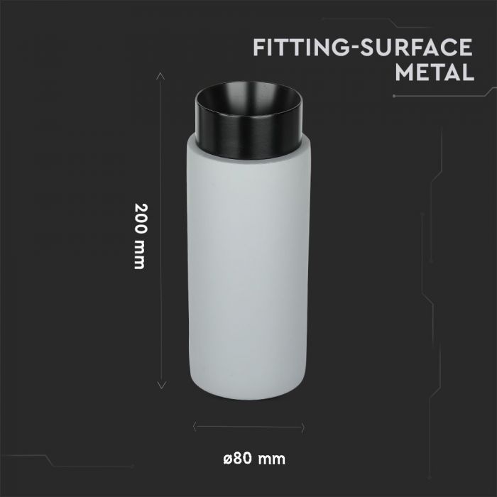 GU10 Gipsram, rund, vit/svart, Ø80x200mm, V-TAC