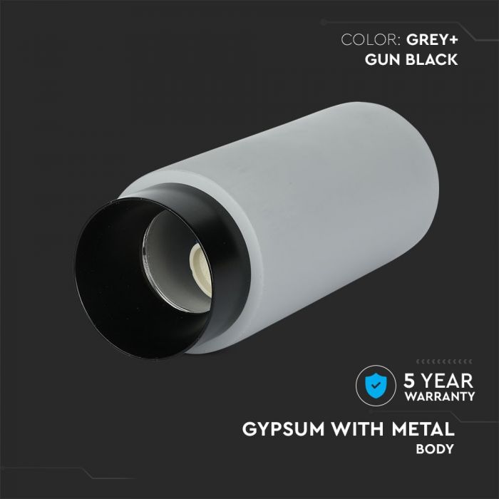 GU10 Gipsram, rund, vit/svart, Ø80x200mm, V-TAC
