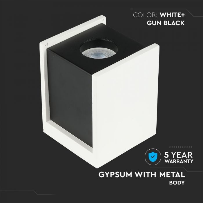GU10 Рамка для штукатурки, квадратная, белая/черная, 100x100x130 мм, V-TAC