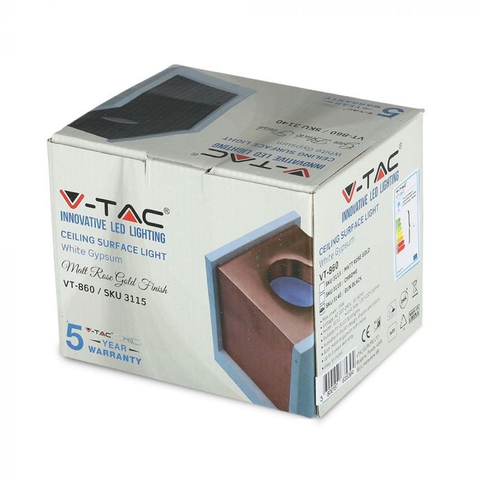 GU10 Рамка для штукатурки, квадратная, белая/черная, 100x100x130 мм, V-TAC