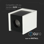 GU10 Рамка для штукатурки, квадратная, белая/черная, 100x100x130 мм, V-TAC