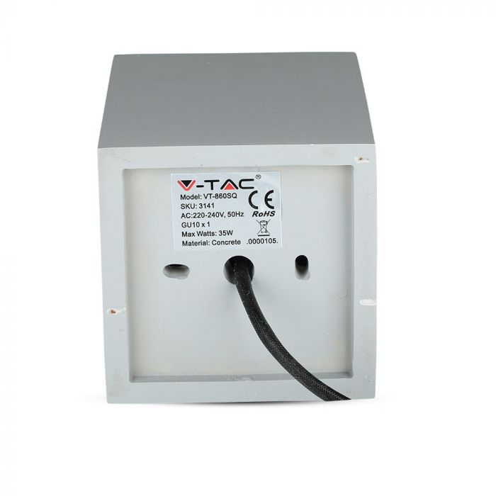 GU10 Gipsram, kvadratisk, grå/guldrosa, 100x100x130mm, V-TAC