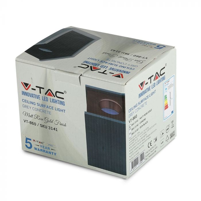 GU10 Gipsram, kvadratisk, grå/guldrosa, 100x100x130mm, V-TAC