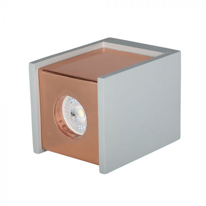 GU10 Рамка для штукатурки, квадратная, серый/золотая роза, 100x100x130 мм, V-TAC
