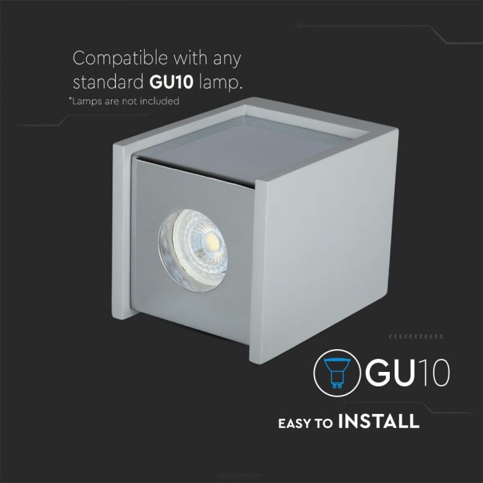 GU10 Рамка для штукатурки, квадратная, серый/золотая роза, 100x100x130 мм, V-TAC