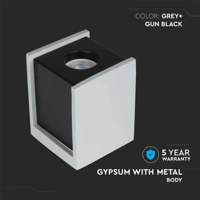 GU10 Plaster frame, square, grey/black, 100x100x130mm, V-TAC