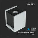 GU10 Plaster frame, square, grey/black, 100x100x130mm, V-TAC